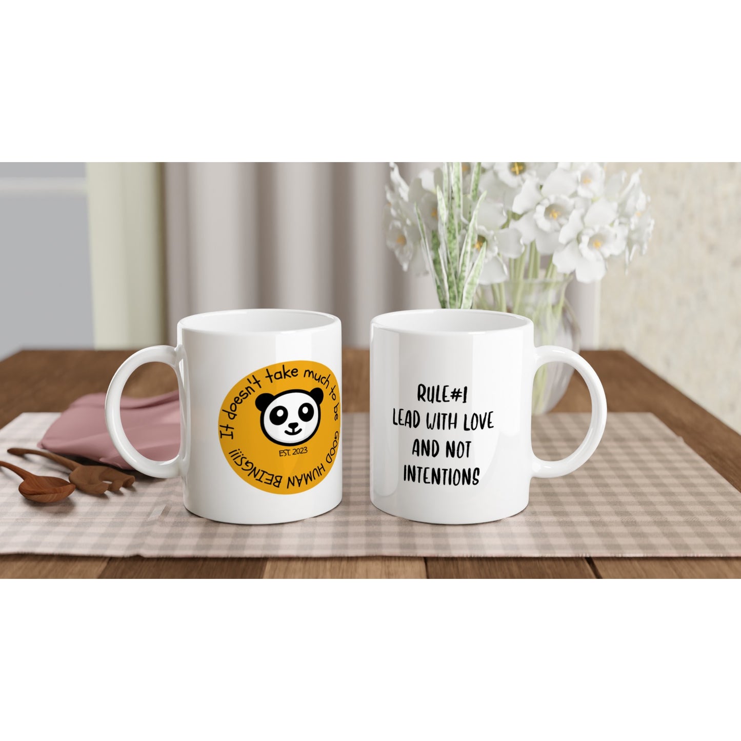Panda/ Rule #1 White 11oz Ceramic Mug